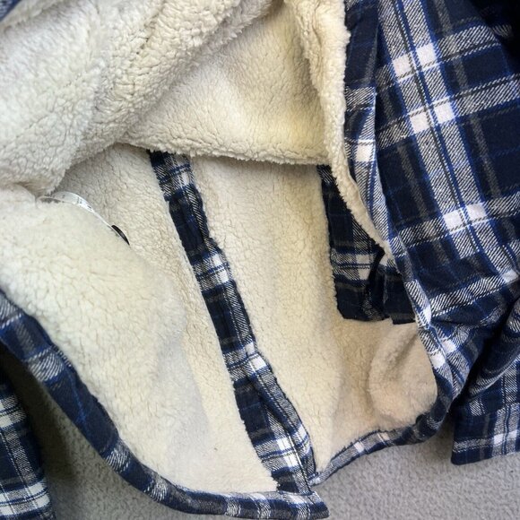 Jachs NY Men's Buffalo Plaid Wool Blend Blue White Jacket Sherpa Lined Sz XL - Picture 7 of 11